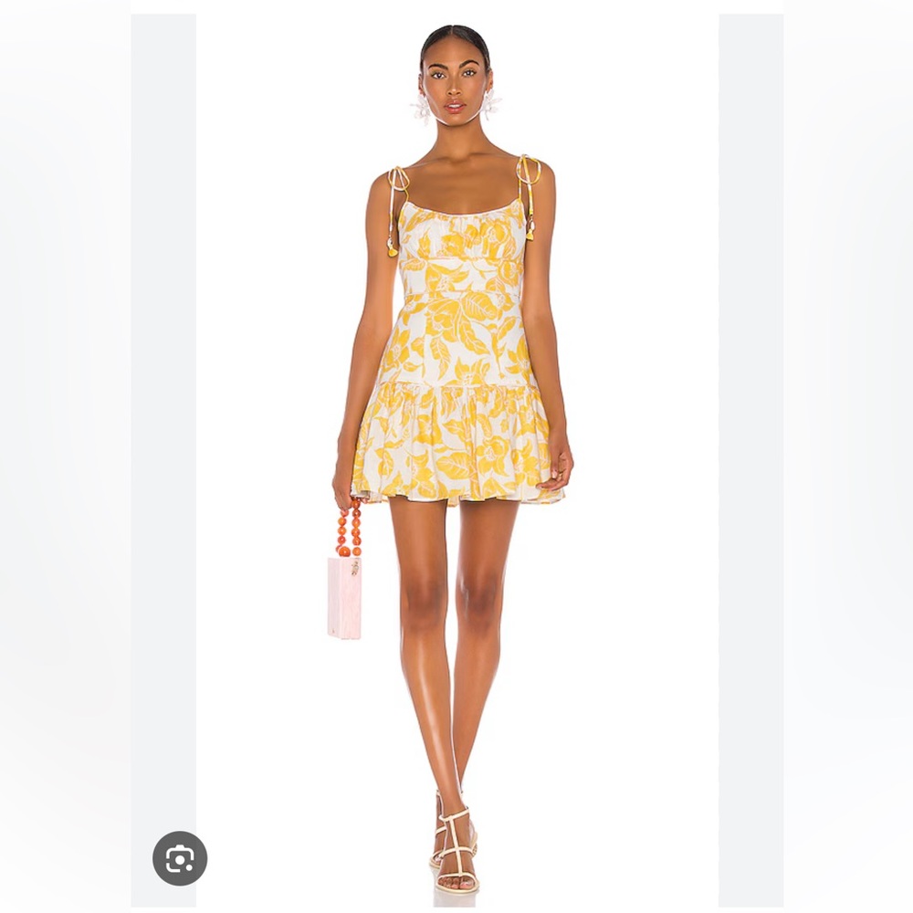 ZIMMERMANN bells yellow fit flare sundress mini ruffled bottom size 3/8US L new